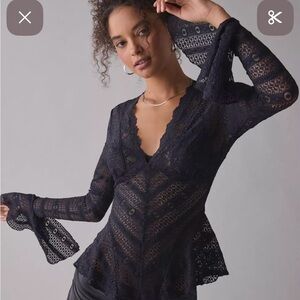 Urban Outfitters Black Lace romantic goth Blouse